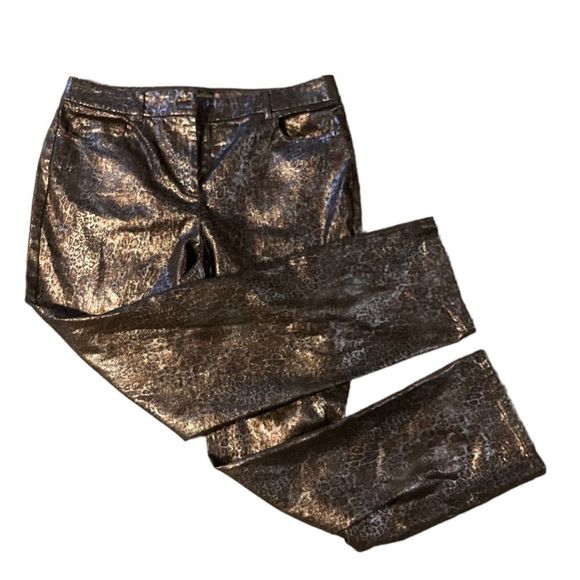 Peck & Peck Pants - Peck & Peck Pants  Brown metallic leopard 5 pocket pants